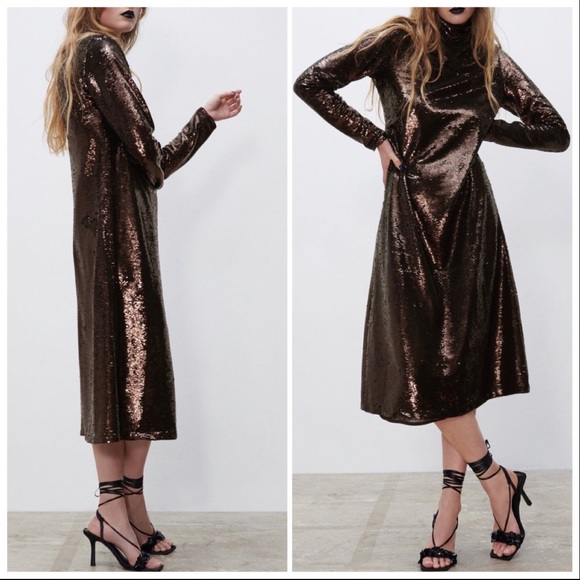 NWT ZARA SEQUIN KNIT DRESS - Picture 2 of 13